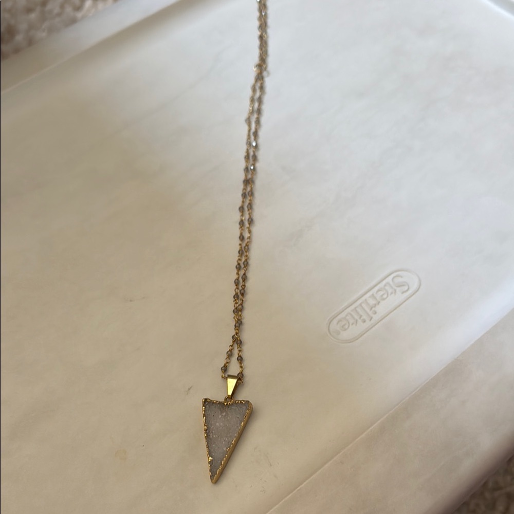 Gold and White Pendant Necklace